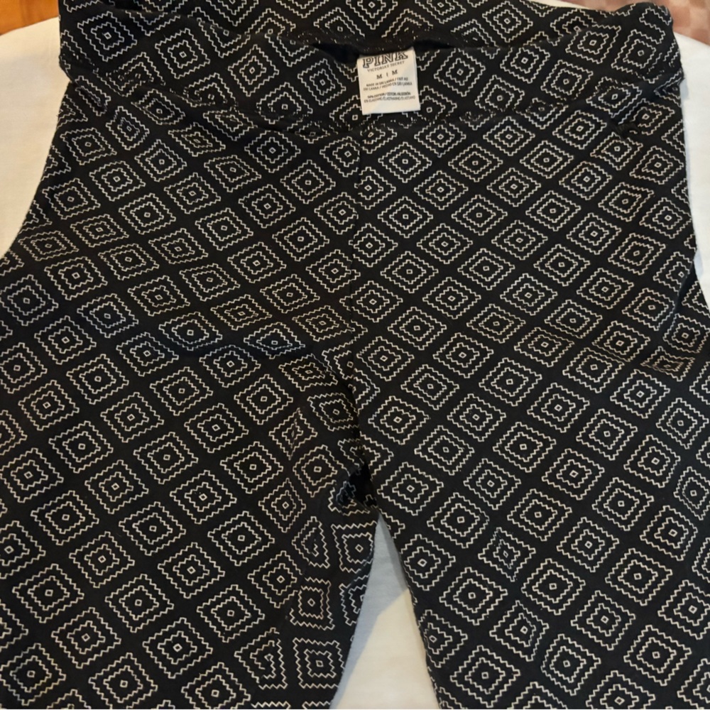2- PINK Victoria's Secret Legging- one black & the other pink/blue beach M Y2K